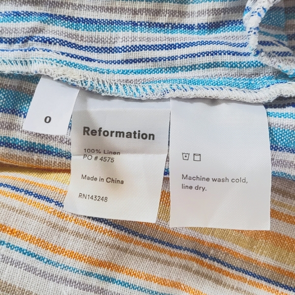 Reformation Blue and Orange Striped Linen Romper - Picture 6 of 7